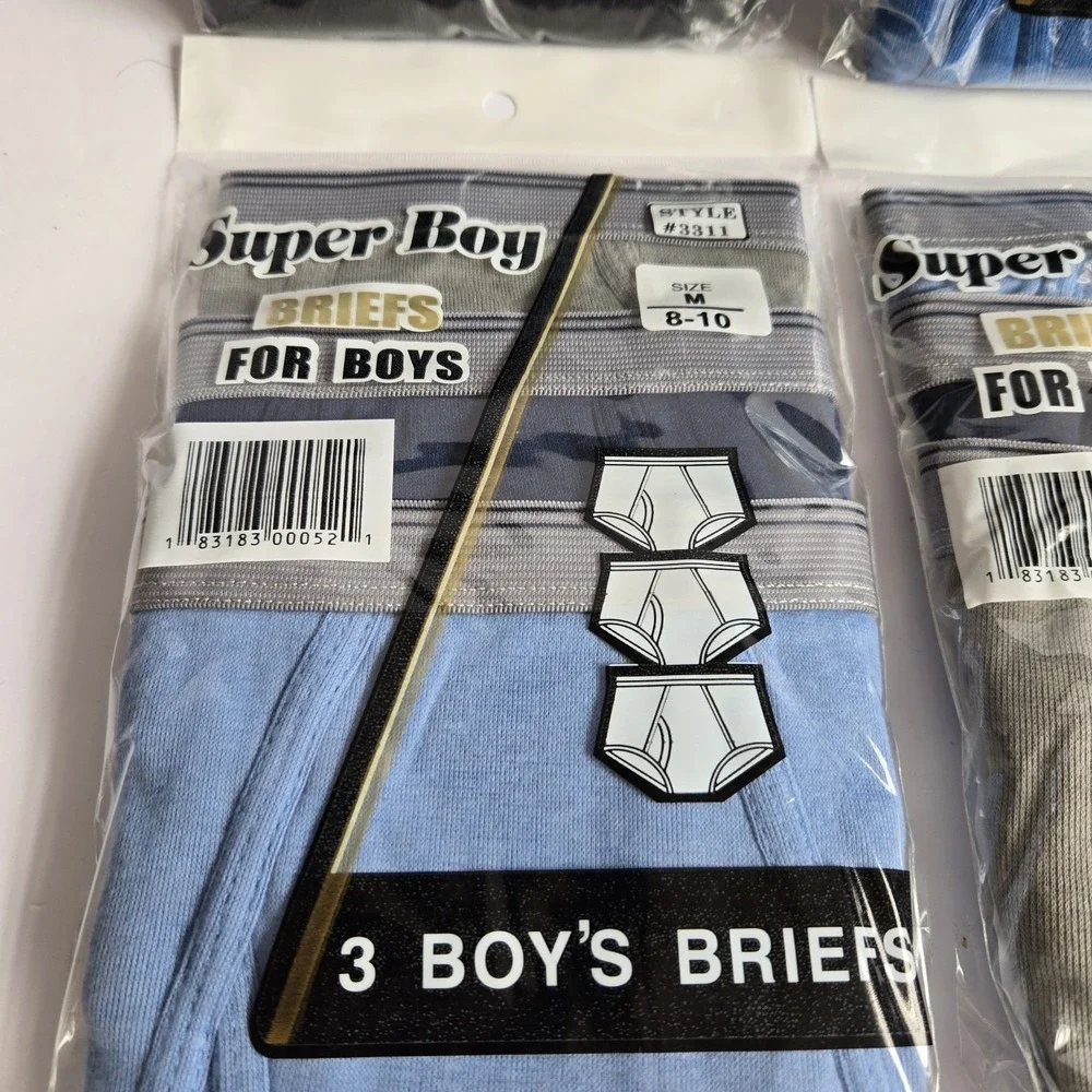 NEW Lot Of‎ 4 3-packs Boys Briefs M 8-10 Assorted Colors Underwear Super Boy